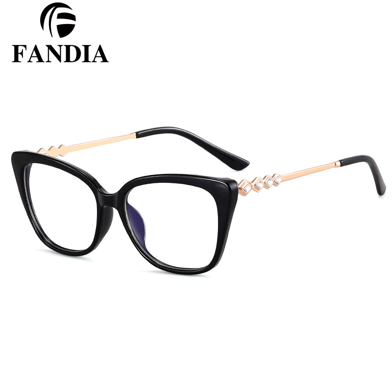 95668 nuevo metal primavera pie cuadrado marco anti azul luz gafas mujeres TR90 completo marco miopía Marco en stock al por mayor