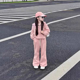 女童休闲套装秋装新款洋气中大童连帽卫衣女孩春秋韩版儿童两件套