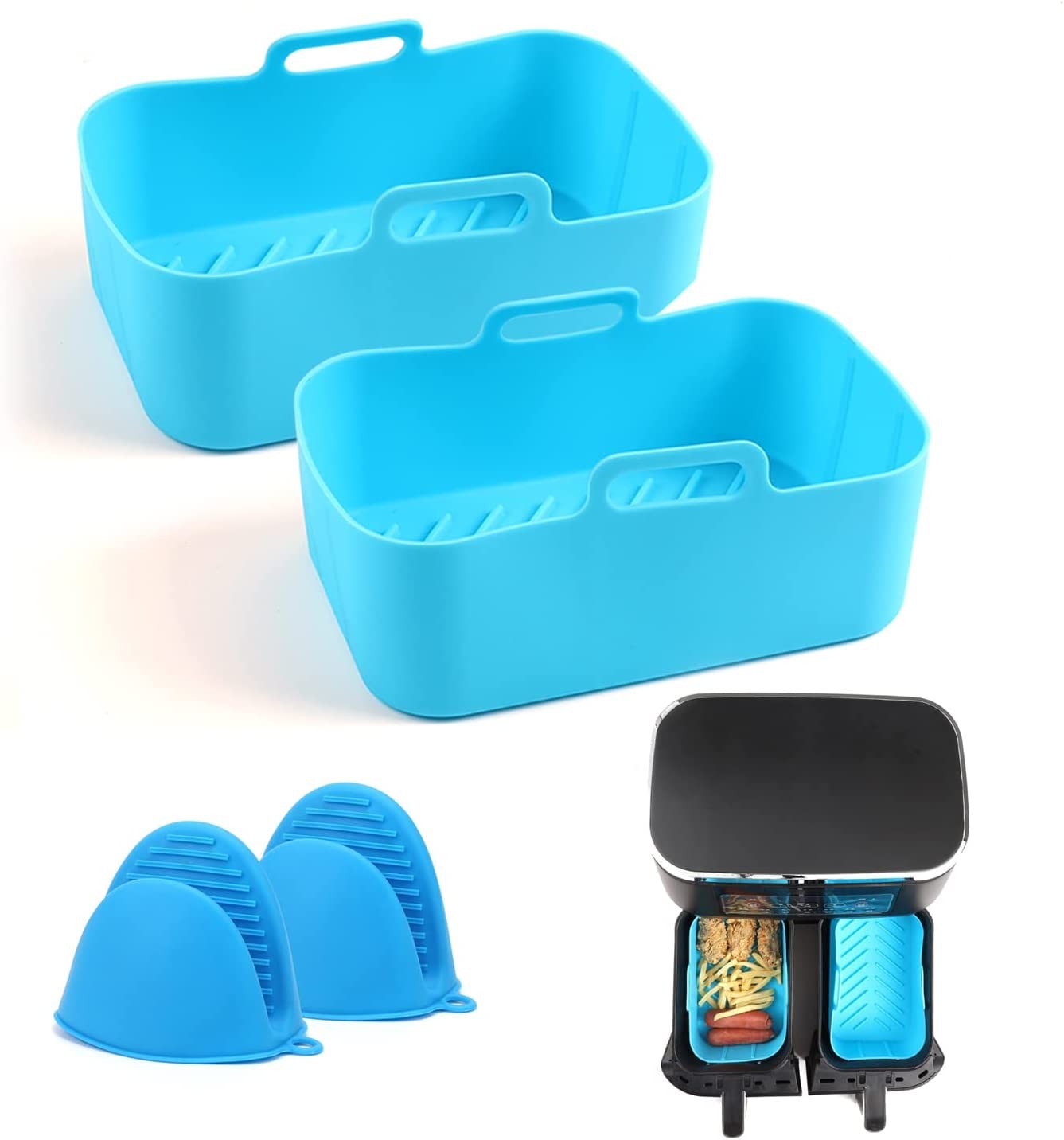 Rectangular de doble olla de silicona sartén freidora de aire accesorios DZ201 silicona para hornear olla de silicona