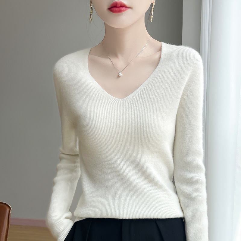 一线成衣~修身毛衣女秋冬2025年新款紧身内搭针织衫V领洋气打底衫|undefined