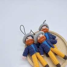 跨境毛线钩织挂件创意梵高钥匙扣手工挂件针织卡通人物包包挂饰