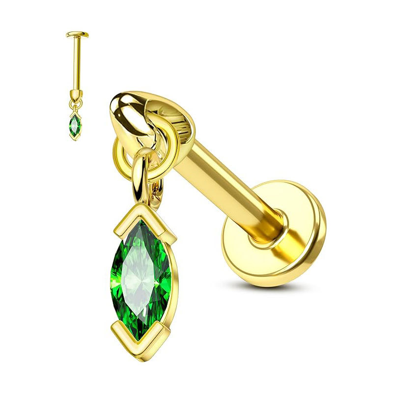 Custom Flower-Shaped Water Drop Zircon Earrings Ear Bone Studs 16g Stainless Steel Piercing Jewelry detail image 8