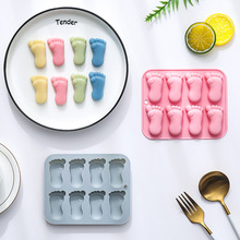 现货 8连脚丫造型硅胶模具蛋糕模滴胶烘焙工具软糖果冻巧克力模具