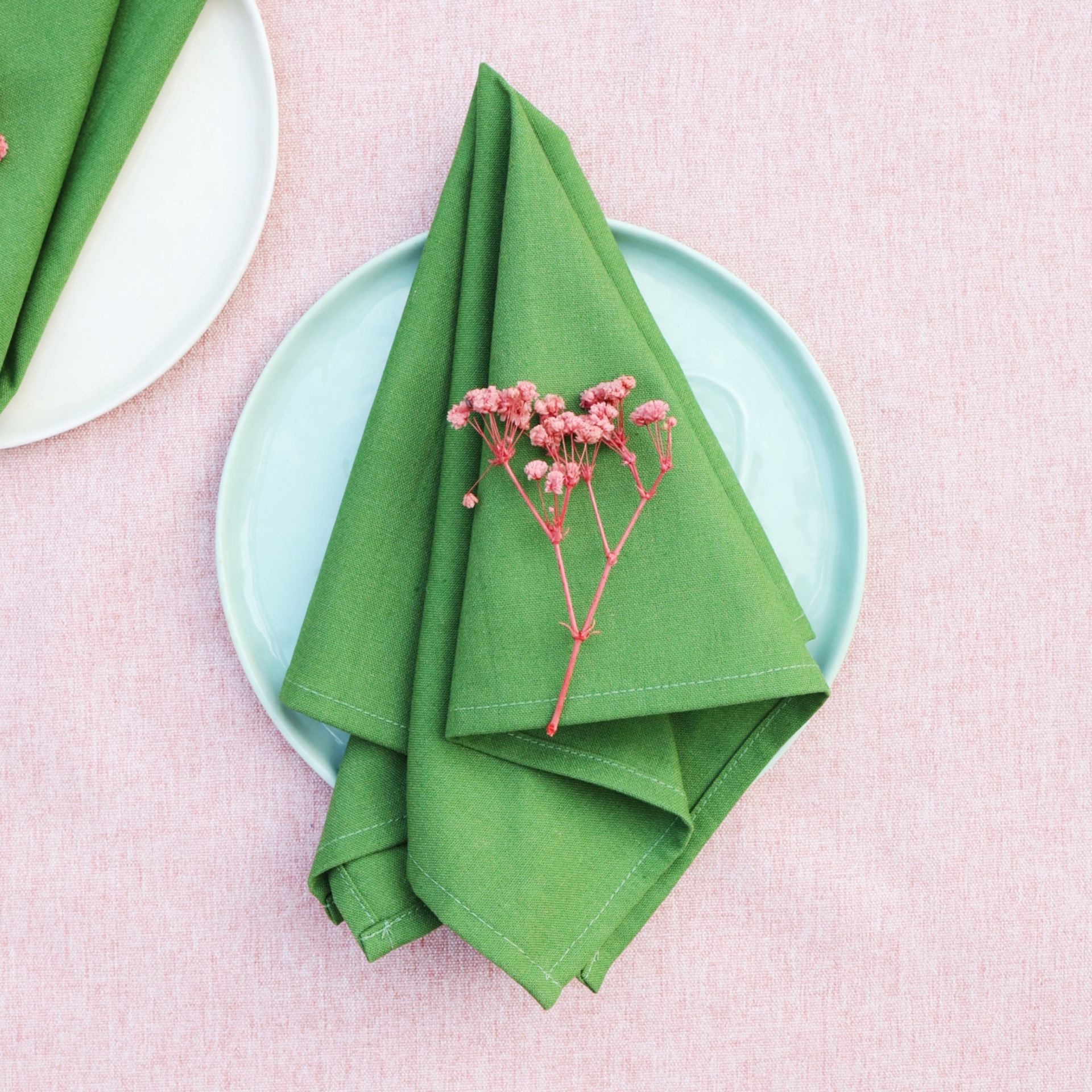 Servillas de lino algodón de Navidad comida occidental hotel de boda mesa de flores plegables tazas toallas de té sólidas almohadilla