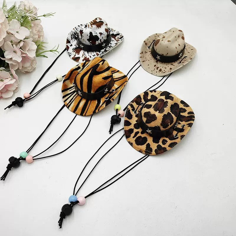 新款跨境大白鹅西部迷你宠物牛仔帽小型猫狗宠物帽派对节日小帽子