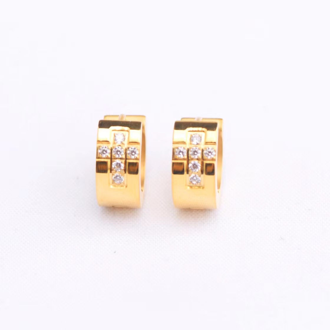 1 Pair Retro Cross Inlay Stainless Steel Zircon Earrings display picture 4