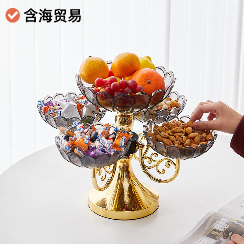 果物皿家庭用2023新型回転可能多層客間果物皿間食乾燥果キャンディー軽贅沢高級水晶|undefined