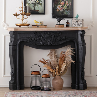 Dining Table-Style Fireplace Entryway Shelf Carved Decorative Cabinet European Retro Foyer Cabinet Homestay Storage Cabinet Art Shelving Unit