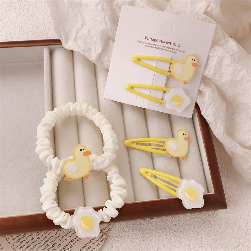 Hermosa niña acrílico pato cuerda de cabeza temperamento de alta elasticidad intestino delgado anillo de cabello universal huevo correa de cabello correa