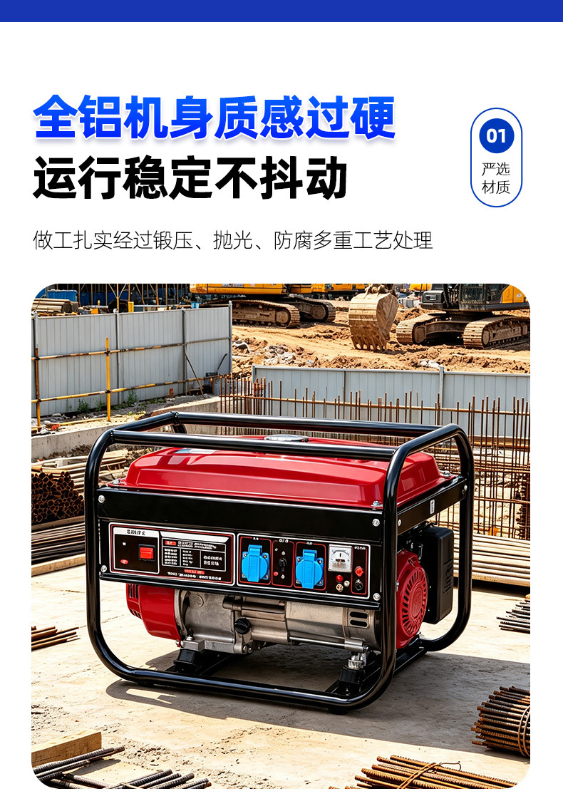 Portable gasoline generator, small-sized for home use, outdoor camping, silent, three-phase, 380v, high-power emergency power supply