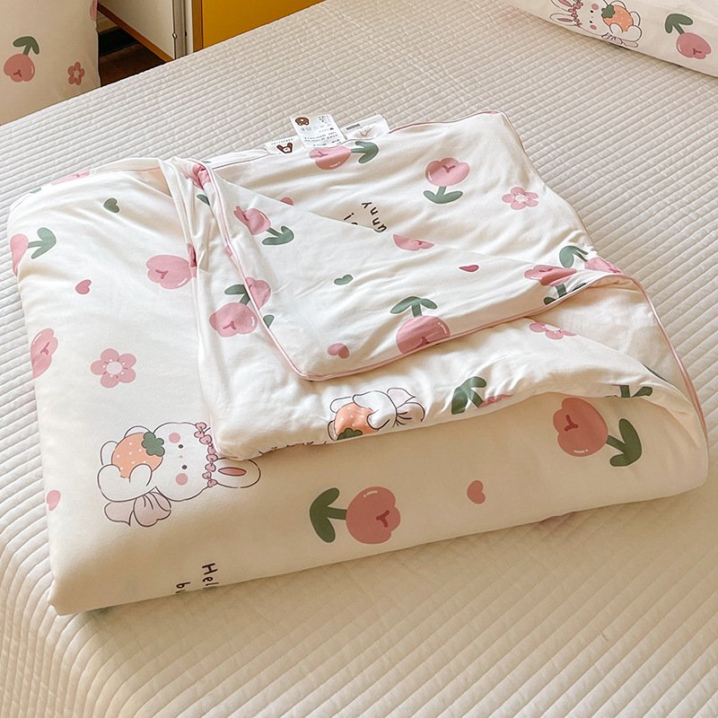 Edredón fresco de verano de algodón de punto de fibra de soja de clase A, colcha fina de verano para niños lavable a máquina, colcha de aire acondicionado de primavera y otoño de verano