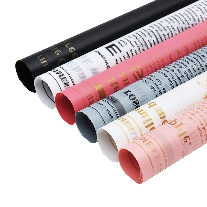 工厂直发节日草本植物雾面诺莎纸鲜花包装纸英文花束包花纸花印花