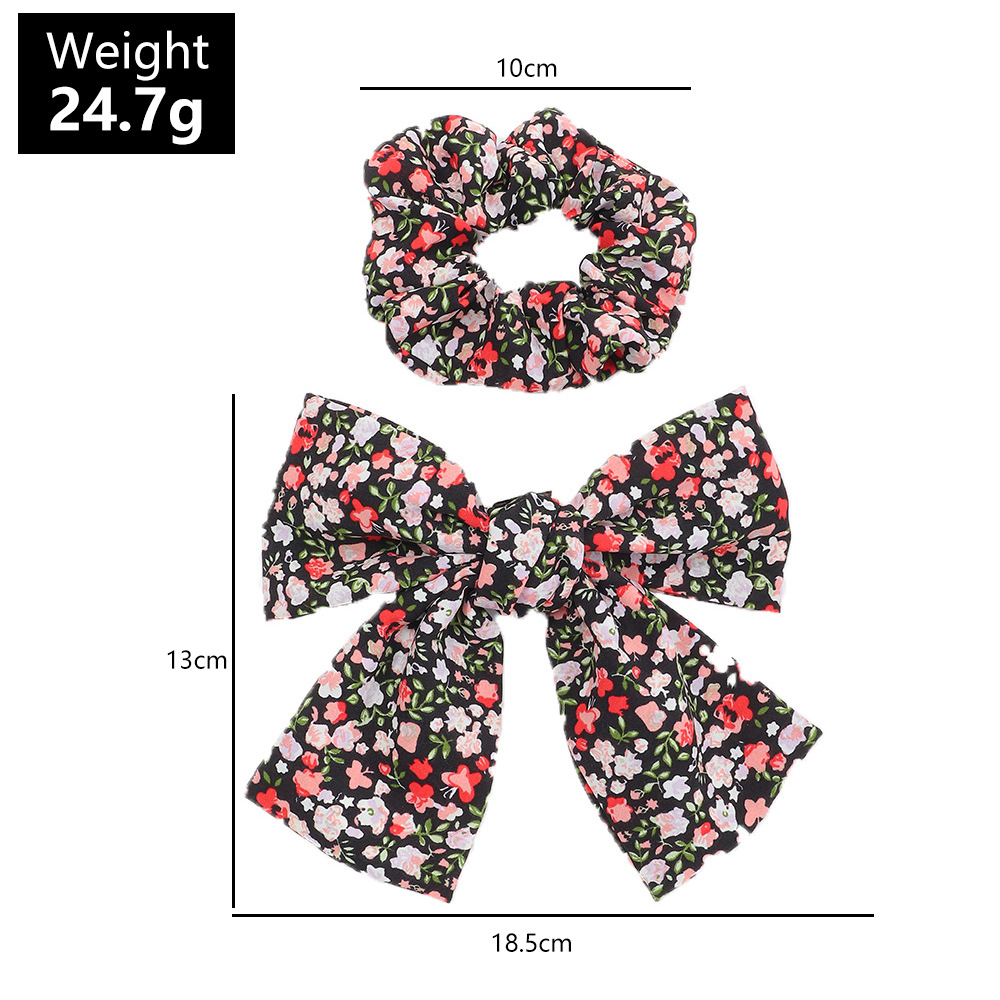 Korean Style Bowknot Floral Fabric Hair Scrunchies display picture 2