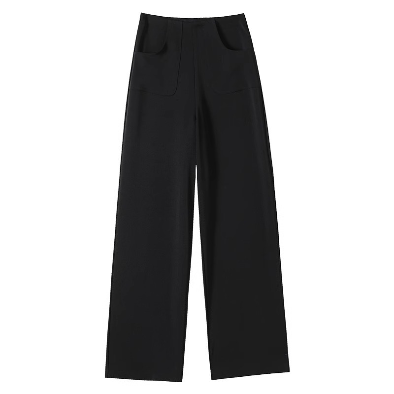 Pantalones de traje negro recto para mujeres primavera y otoño 2025 nuevos pantalones de piernas anchas de cintura alta y estrecha