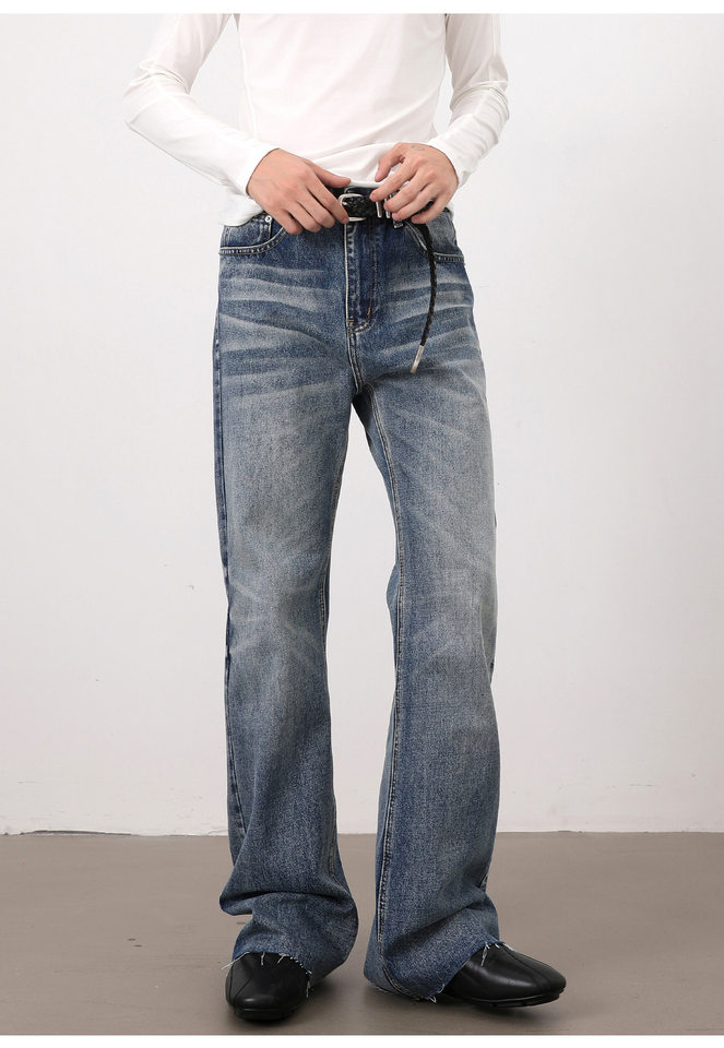Quần jeans nam dáng loe nhẹ ống đứng cạp vừa phong cách Hàn Quốc — Màu xanh dương chi tiết 13