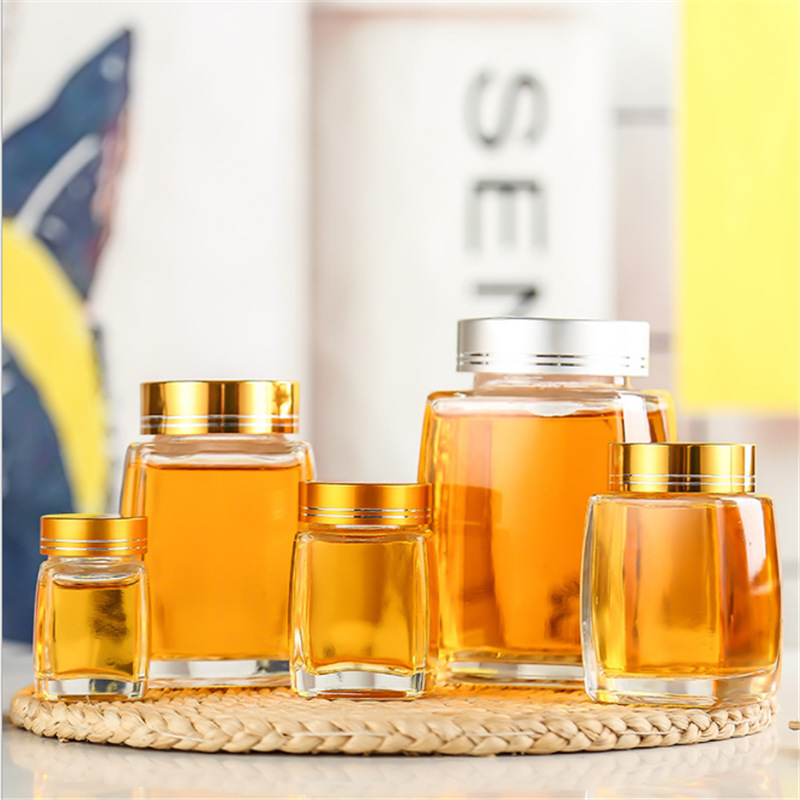 玻璃蜂蜜瓶分装密封罐燕窝果酱1斤装加厚方形蜂蜜玻璃瓶500g定制