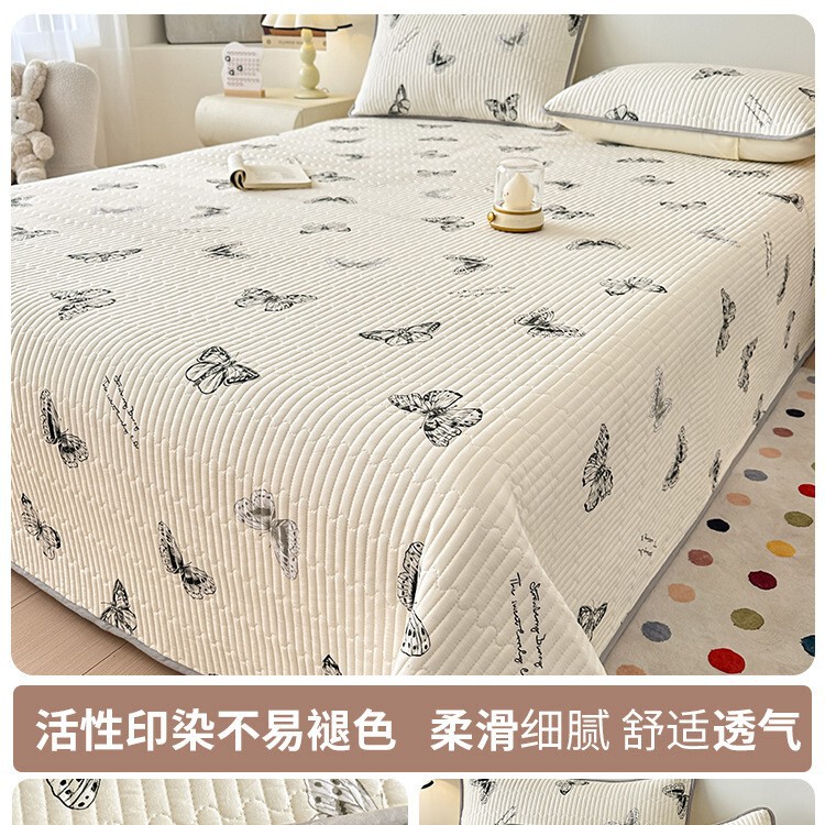 夏季水洗棉床盖单件a类母婴级四季通用榻榻米防滑夹棉床单三件套3|undefined