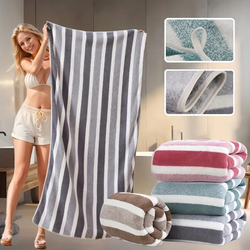 High Density Set Towel Coral Fleece Wide Bath Towel Printed Absorbent Towel Thickened Large Bath Towel Foreign Trade Towel temu