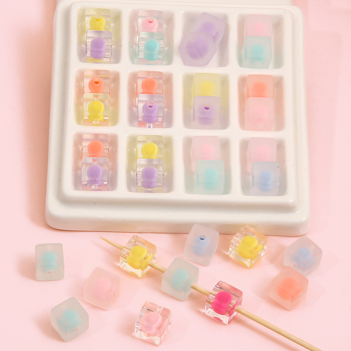 20g Weight 10 PCS/Package 10 * 10mm Hole 3~3.9mm Arylic Square DIY Jewelry Accessories Beads