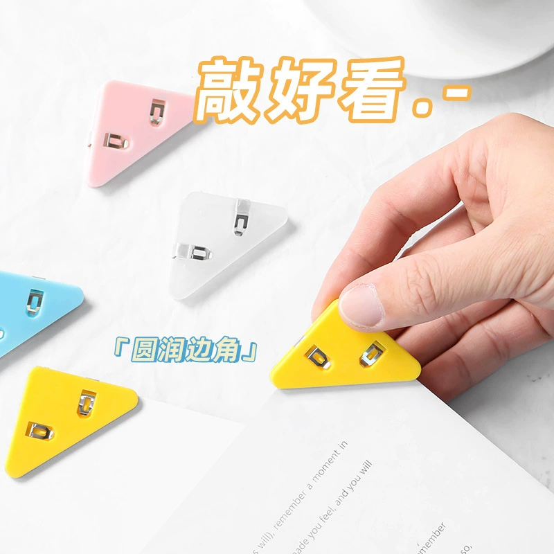 Nijia INS corner clip student test paper storage triangular folder folder stationery book folder small clip office long tail folder