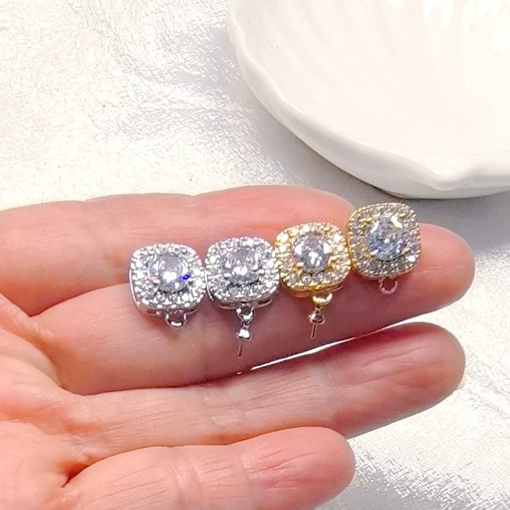 Аксессуары, серебряная игла, цирконий, серьги из жемчуга-жадеита, проба серебра 925, инкрустированный алмазами, простой и элегантный дизайн