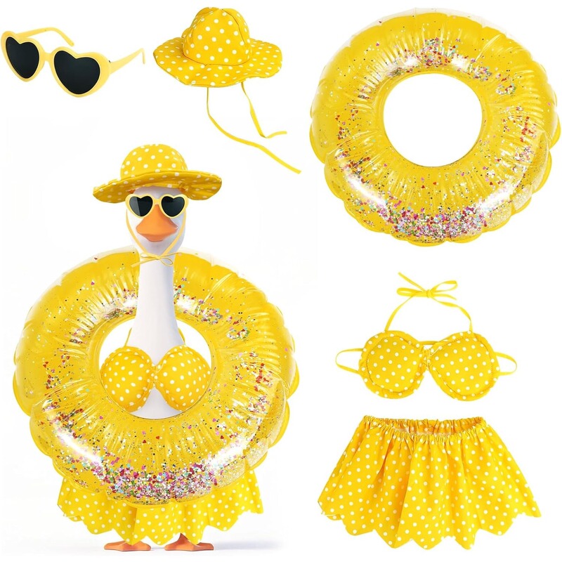 Summer Bikini Goose Costume Porch Goose 23 "Hawaiian Lawn Goose Statue Costume Outdoor Yard Decoration