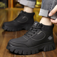 男鞋雪地靴男士冬季加绒保暖棉鞋高帮工装靴户外厚底复古马丁靴
