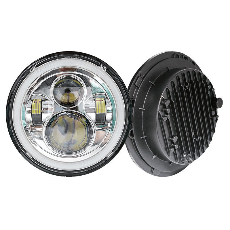 Harley Wrangler 7-Inch 40W 4-Bead Angel Eye Modified Led Headlight for Motorcycle Off-Road Vehicle High and Low Beam Headlight