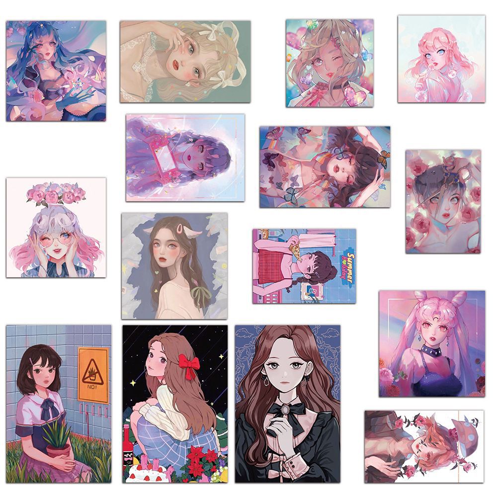 Colección de cientos de tarjetas de postal, estilo ins, estilo anime japonés, estilo retro, arte festivo, suministros culturales y creativos
