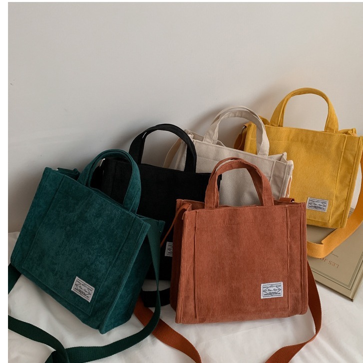 Women's Corduroy Bag 2026 New Small Square Bag Korean Ins Style Handbag Foreign Trade Tote Bag Shoulder Bag Portable