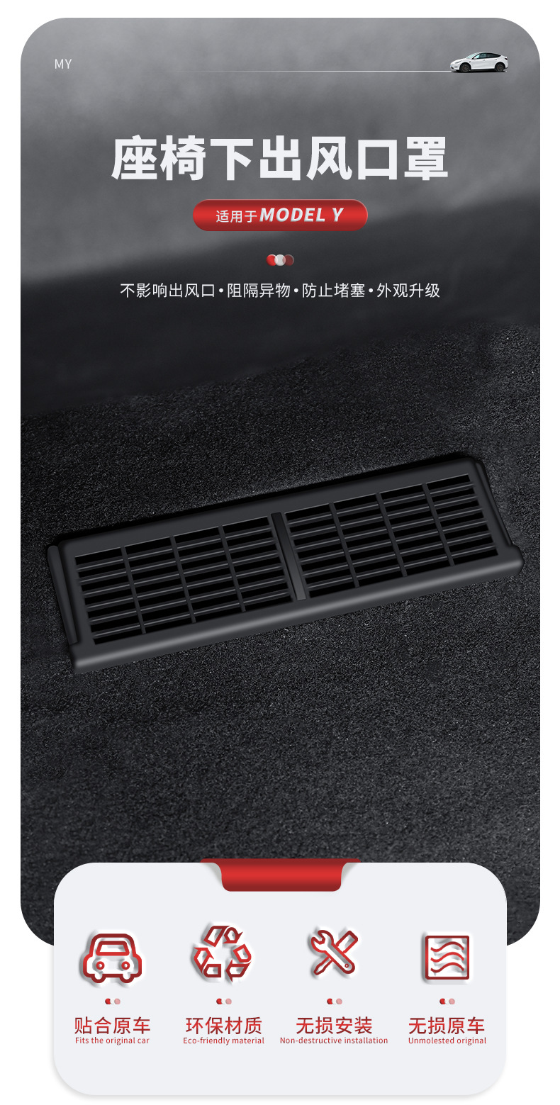 Suitable for Tesla Huanxin Model3/Y Seat Lower Outlet Mask Seat Lower Guard Interior Trim Modification Accessories