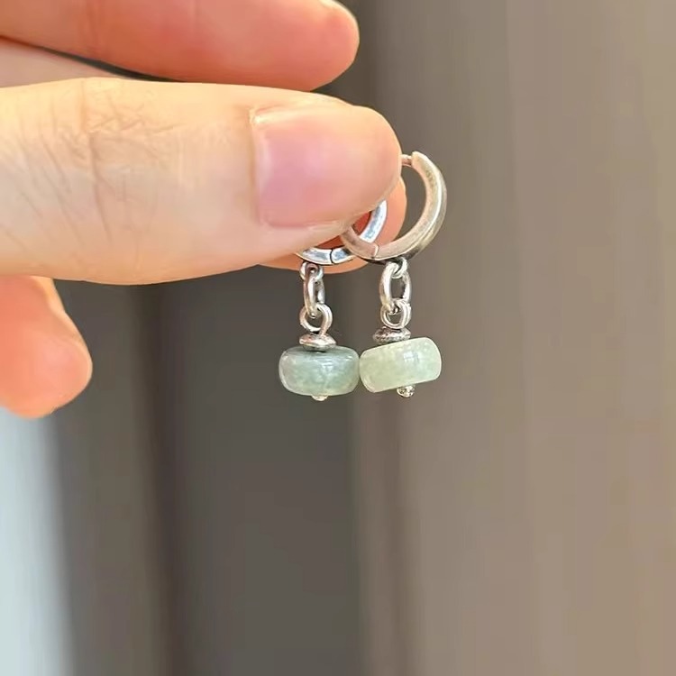 New Jade Abacus Earrings for Women, Niche Elegant Square Jade Earrings, High-End, Versatile, Face-Slimming Earrings