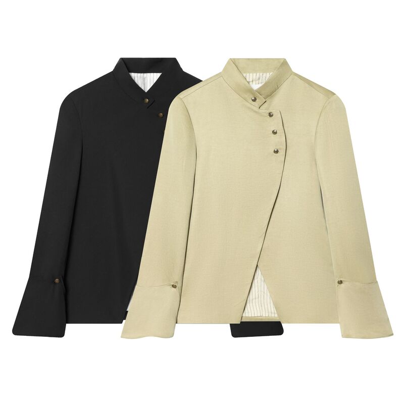 Cross-Border Aliexpress 2026 Spring New Women's Fashion Half-High Collar Layered Decorative Blazer 2710669