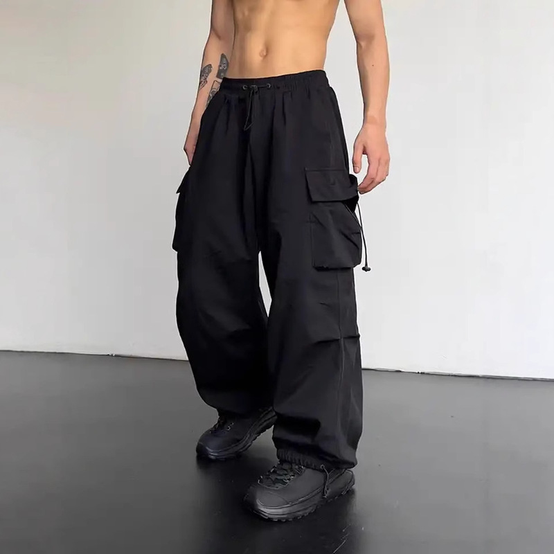 2025 Summer New American Quick-Drying Cargo Pants Men's Parachute Pants High-Waisted Wide-Leg Casual Sports Pants 2025 Summer New American Quick-Drying Cargo Pants Men's Parachute Pants High-Waisted Wide-Leg Casual Sports Pants