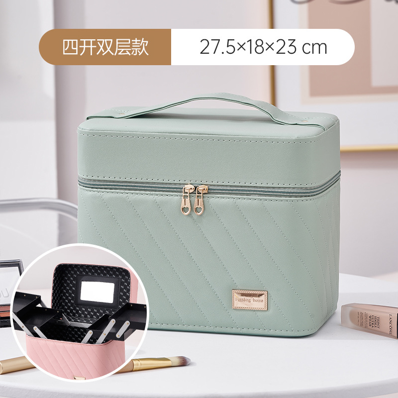 2024 nuevo maleta de maquillaje simple bolsa de almacenamiento de gran capacidad alta sensación de PU maleta portátil impermeable al por mayor