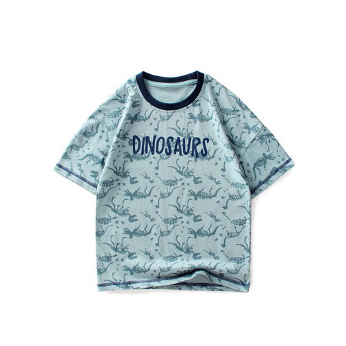 Children's clothing summer Korean style new boys' short-sleeved medium and large children's full-print dinosaur trendy tops children's short-sleeved T-shirts