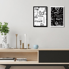 新款簡約黑白線條情人節抽象客廳臥室背景牆帆布畫裝飾油布畫批發