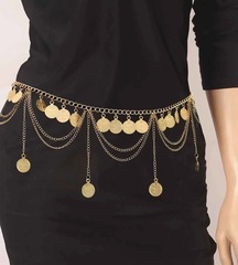 Bohemian Waist Chain for Hanfu, New European & American Design — Gold Coin Tassel Waist Ornament for Women, Exotic-Style Belly Dance Waist Accessory
