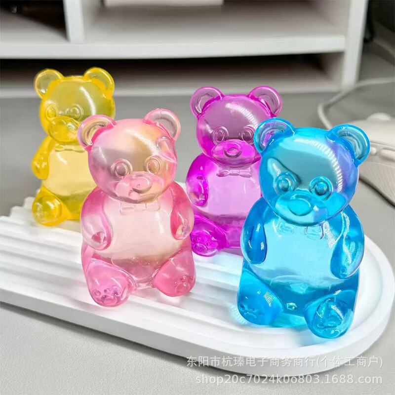 Creative maltose bear squeeze toy, transparent jelly-colored stress-relief toy, soft rubber slow-rebound squeeze toy wholesale Creative maltose bear squeeze toy, transparent jelly-colored stress-relief toy, soft rubber slow-rebound squeeze toy wholesale