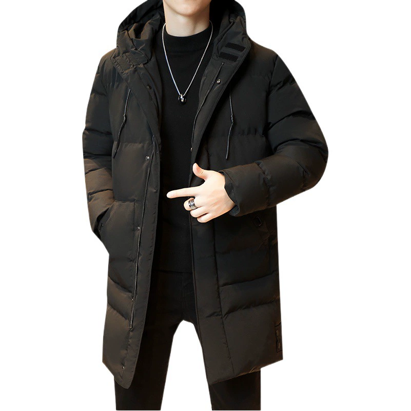 Куртка средней длины с хлопковой подкладкой, мужская зимняя куртка с хлопковой подкладкой больших размеров, Мужское пальто, приталенная утолщенная теплая куртка с хлопковой подкладкой в Корейском стиле