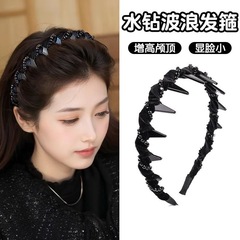 高级感波浪头饰女高颅顶带齿发箍气质水钻缠绕发饰带齿防滑发卡
