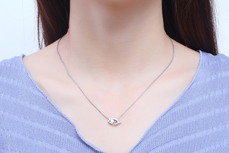 fashion golden eye titanium steel clavicle chain earrings set wholesale Nihaojewelry