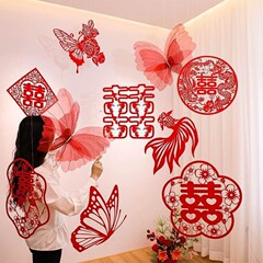 結婚式の部屋の装飾クリエイティブラテアート男性と女性の寝室リビングルームセットフルセット波紙新居の雰囲気