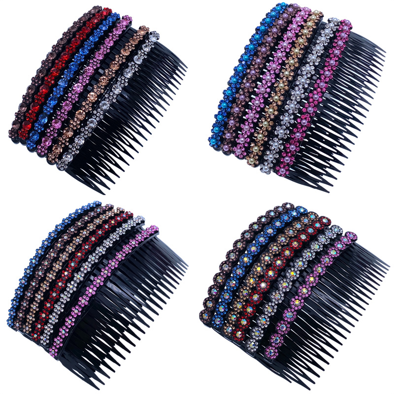 Mujeres grandes diamantes negros una variedad de peines de cabello ciruela corbata pein enchufe de cabello supermercado 2 yuan tienda de joyas para el cabello