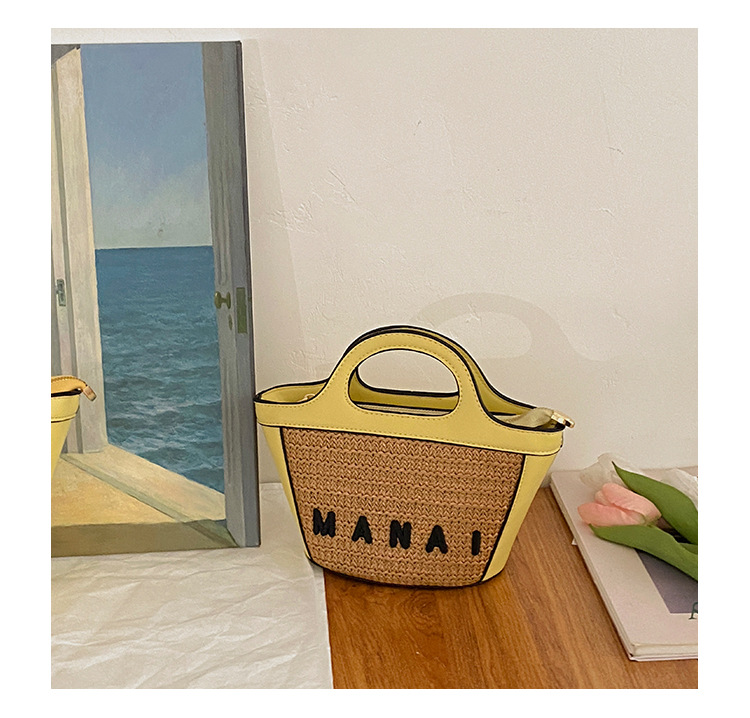 Letter Pattern Summer Season Women's Small Summer Straw Letter Vacation Open Straw Bag