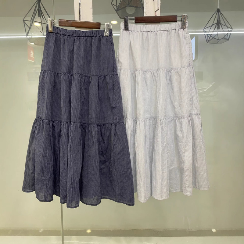 2026 Spring Women's Layered Long Skirt Vertical Striped Floral A-Line Skirt 484822 484821 2026 Spring Women's Layered Long Skirt Vertical Striped Floral A-Line Skirt 484822 484821