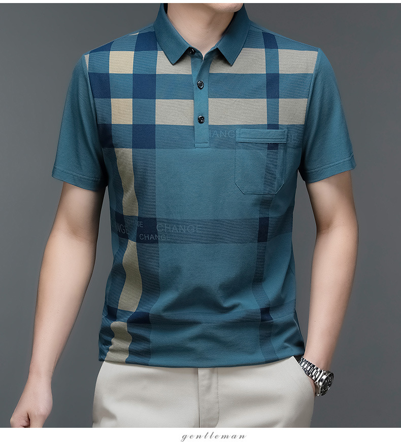 Mingdi Mouse 2024 Sommer Neues Polo-Kragen-Kurzarm-T-Shirt mit Taschendruck aus reiner Baumwolle für Herren_voghion.com