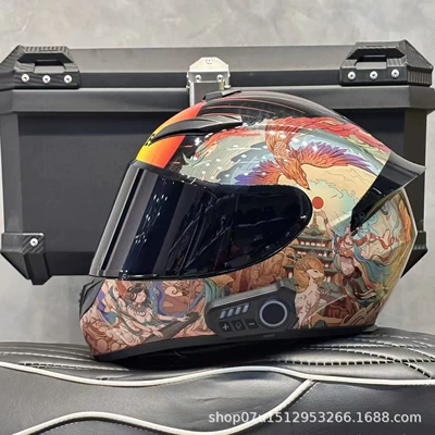 Motorcycle Helmet, Full-Face Motorcycle | Motosiklet kaskı (dəbilqə) - dunhuang-black-mirror-new-bluetooth-s-head-circumference-52-53-weight-45kg-or-less
