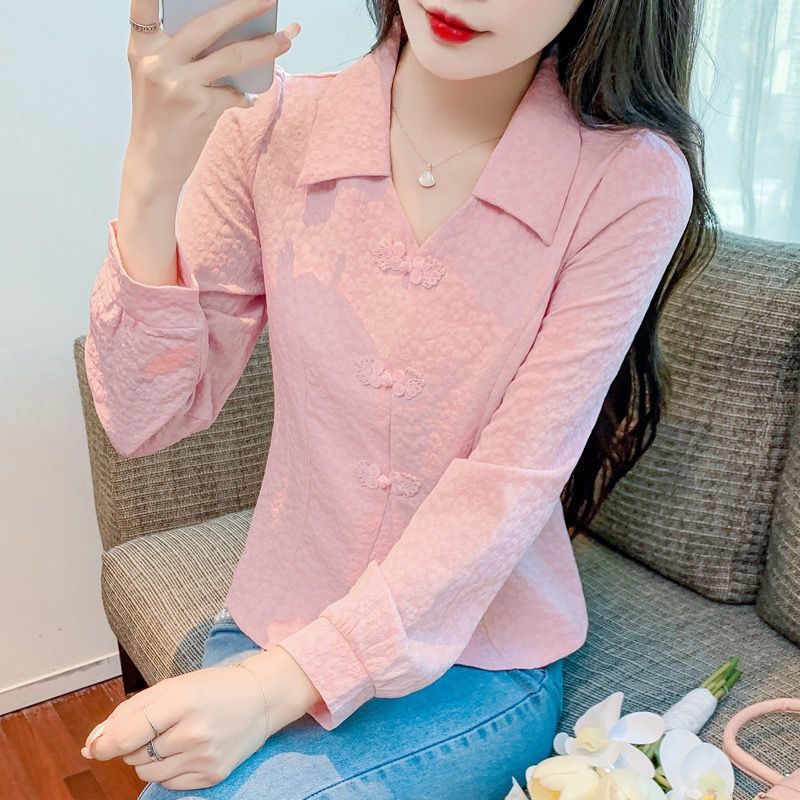 Elegant autumn fashionable retro design shiffon long-sleeve