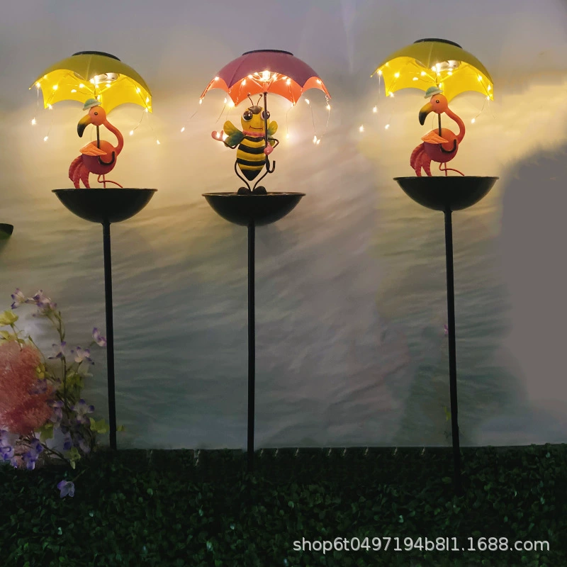 Трансграничный новый зонтик милые животные солнечная земля вставка газон свет кормушка для птиц ванна кормление стол украшения сада